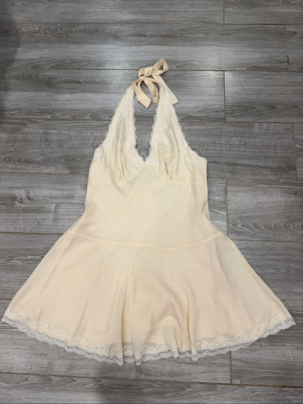 Steve Madden Halter Lace Trim Skater Dress L